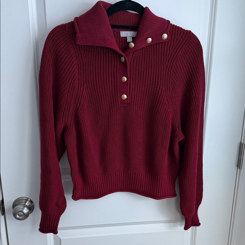 J. Crew Women's Deep Red Knit Cowl Turtleneck Sweater